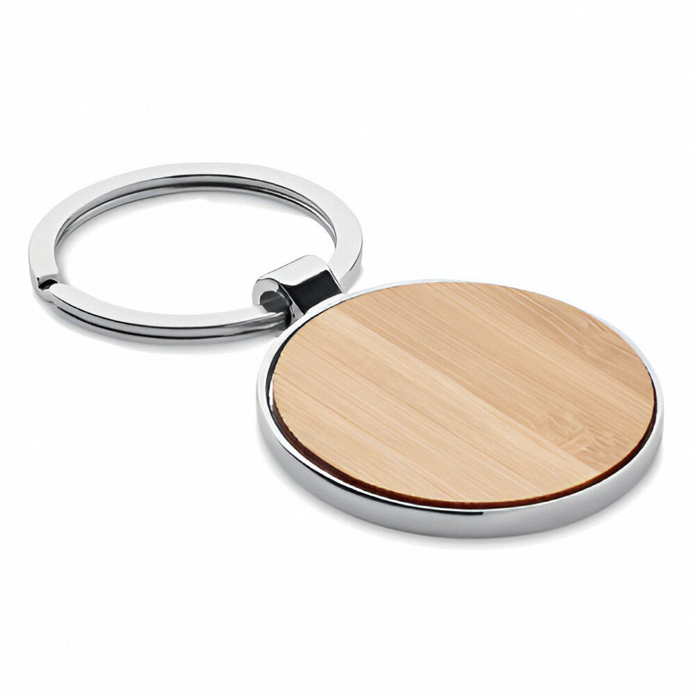 Engravable Bamboo Keyring - Round