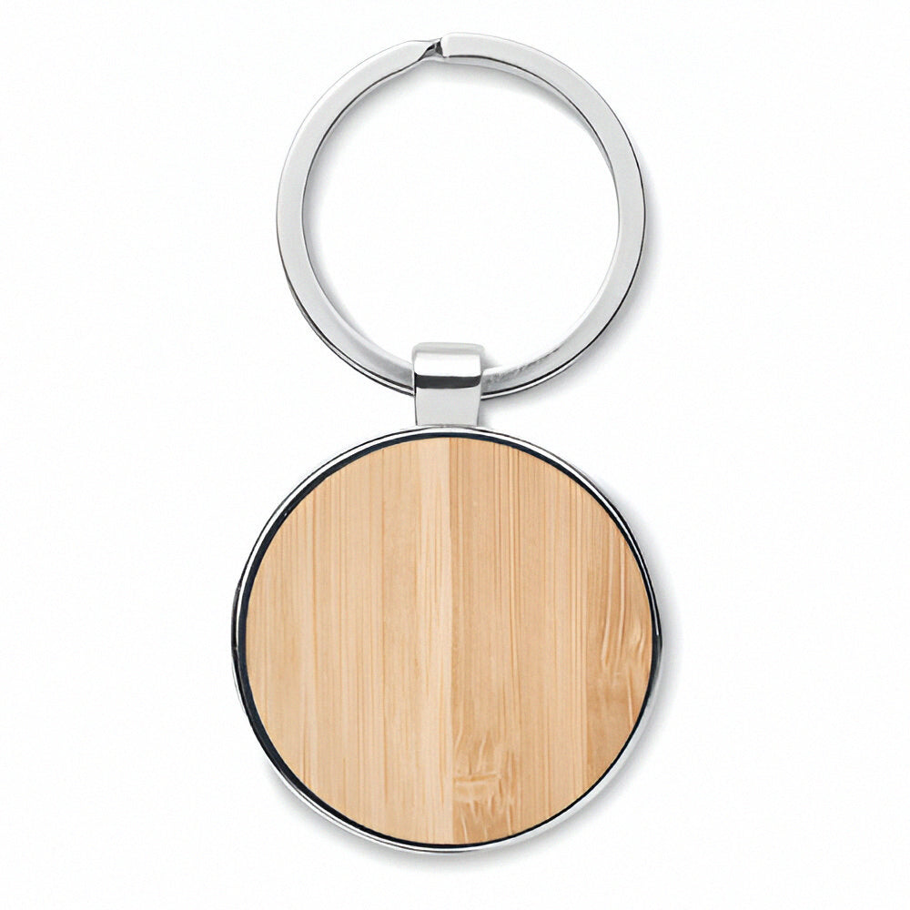Engravable Bamboo Keyring - Round