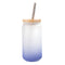 Becher - Glas - 550ml Glas mit Bambusdeckel &amp; Strohhalm - DUNKELBLAU