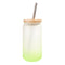 Mugs - Glass - 550ml Glass Jar with Bamboo Lid & Straw - GREEN