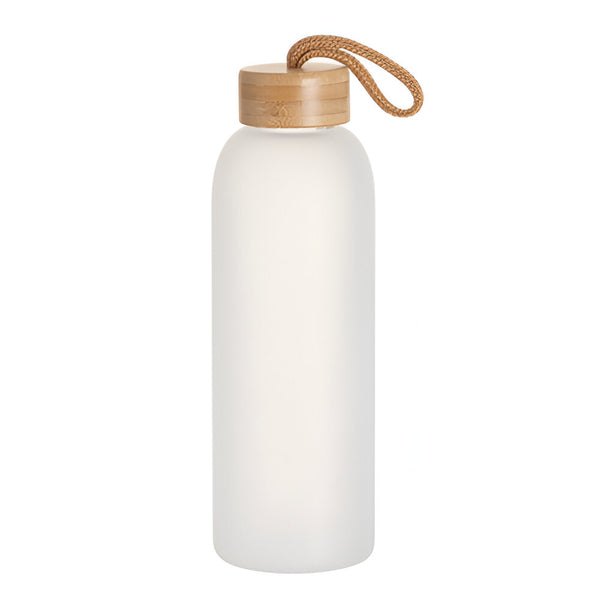 Water Bottles - Glass - 750ml Frosted Glass Jar with Bamboo Lid