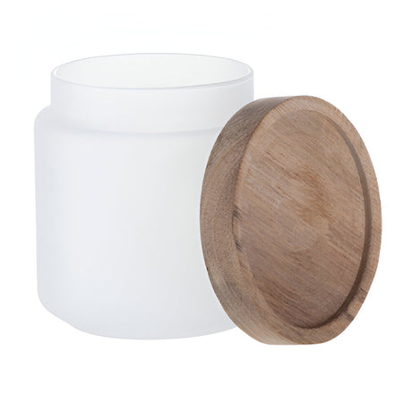 450ml Sublimation Glass Storage Jar with Wooden Lid - Frosted