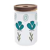 Becher - Glas - 550ml Glas mit Bambusdeckel &amp; Strohhalm - DUNKELBLAU