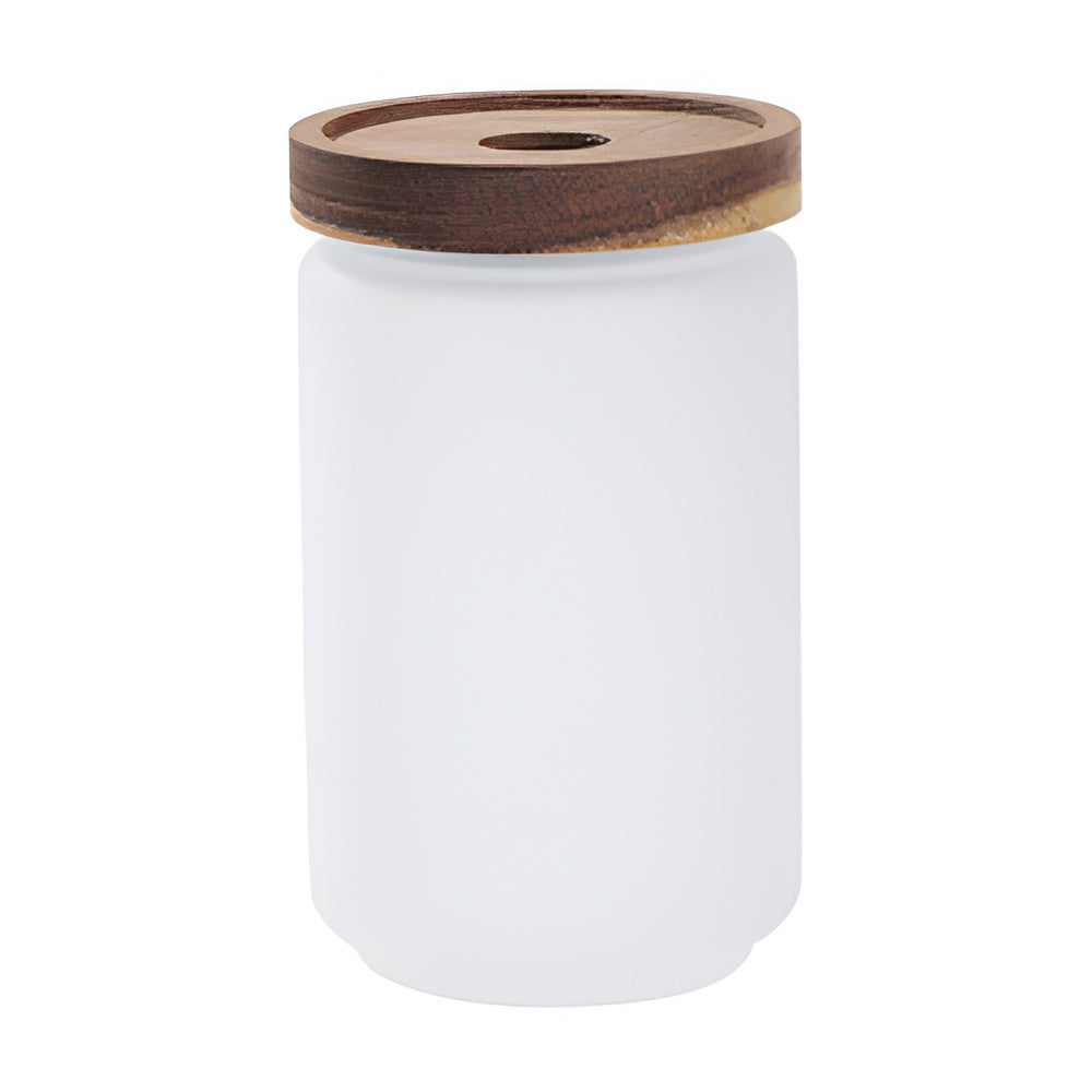 Becher - Glas - 550ml Glas mit Bambusdeckel &amp; Strohhalm - DUNKELBLAU
