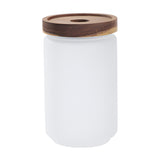 Becher - Glas - 550ml Glas mit Bambusdeckel &amp; Strohhalm - DUNKELBLAU
