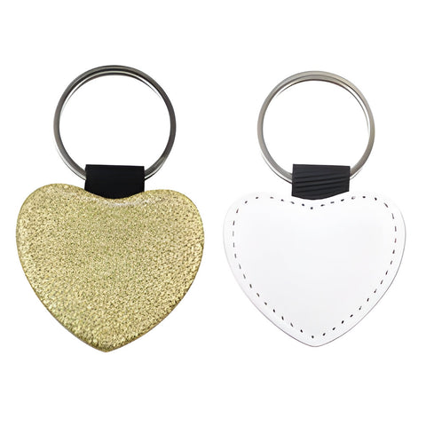 Keyring - 10 x PU Glitter Keyring - Heart - Gold