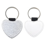Silver Heart Sublimation PU Glitter Keyring, pack of 10