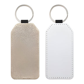 Gold Rectangle Sublimation PU Glitter Keyring, pack of 10