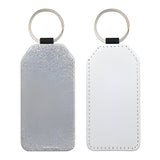 Silver Rectangle Sublimation PU Glitter Keyring, pack of 10