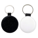 Black Round Sublimation PU Glitter Keyring, pack of 10