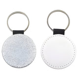 Silver Round Sublimation PU Glitter Keyring, pack of 10