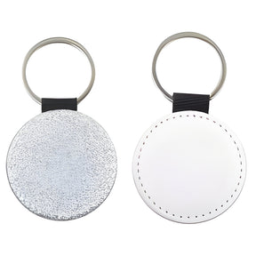 Silver Round Sublimation PU Glitter Keyring, pack of 10