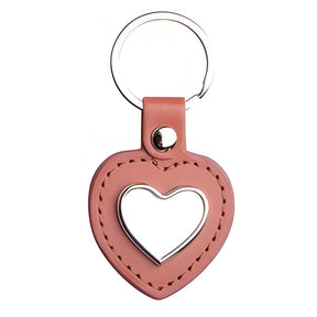 Brown Sublimation Metal & PU Keyring, Heart, pack of 10