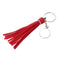 Keyring - 10 x Metal & PU Keyring - ROUND - Long Tassel -  2cm x 14cm - Red