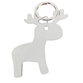 MDF Sublimation Reindeer Keyring with Metal Split Ring, pack of 10