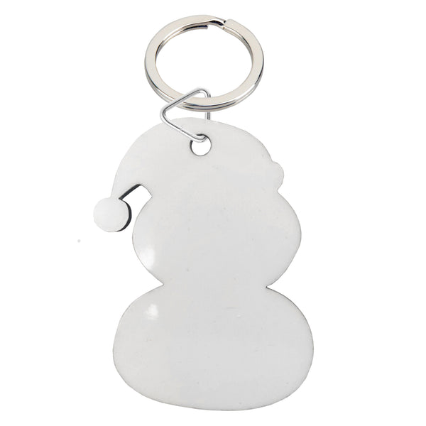 Porte-clés - 10 x Porte-clés MDF avec anneau fendu en métal - Bonhomme de neige