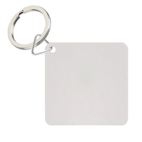 MDF Sublimation Square Keyring with Metal Split Ring, pack of 10