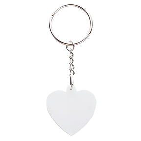 Sublimation Plastic Keyrings, Heart, pack of 10