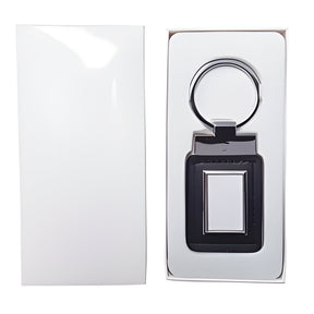Black Sublimation Metal & PU Keyring with Rectangle Tag, pack of 10