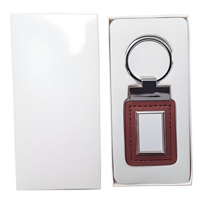 Brown Sublimation Metal & PU Keyring with Rectangle Tag, pack of 10