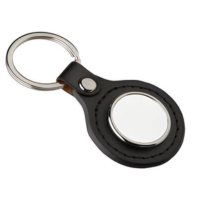 Black Sublimation Metal & PU Keyring, Round, pack of 10