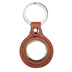 Brown Sublimation Metal & PU Keyring, Round, pack of 10