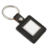 Black Sublimation Metal & PU Keyring, Square, pack of 10