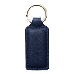 Navy Blue Engravable PU Leather Keyring, Rectangle