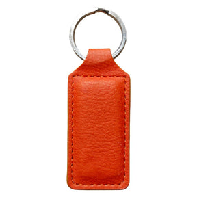 Orange Engravable PU Leather Keyring, Rectangle