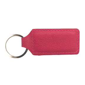 Pink Engravable PU Leather Keyring, Rectangle