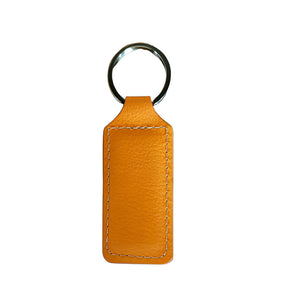 Yellow Engravable PU Leather Keyring, Rectangle