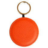 Orange Engravable PU Leather Keyring, Round