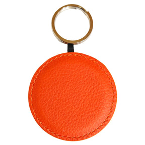 Orange Engravable PU Leather Keyring, Round