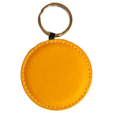 Yellow Engravable PU Leather Keyring, Round