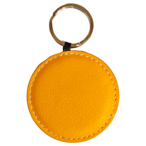Yellow Engravable PU Leather Keyring, Round