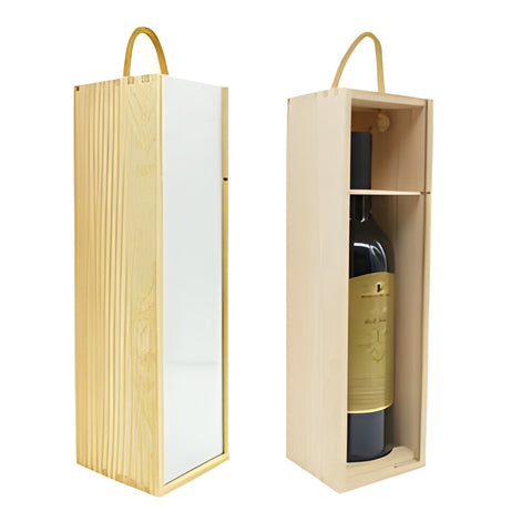 MDF - Weinflaschen-Geschenkbox mit bedruckbarer Platte - 35cm x 10cm 