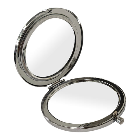 10 x Miroir Compact - Chrome avec Bouton Poussoir - Rond