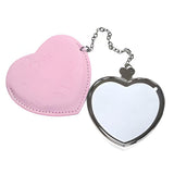 Pink Pocket Compact Mirror, Leather/ PU, Heart Shaped