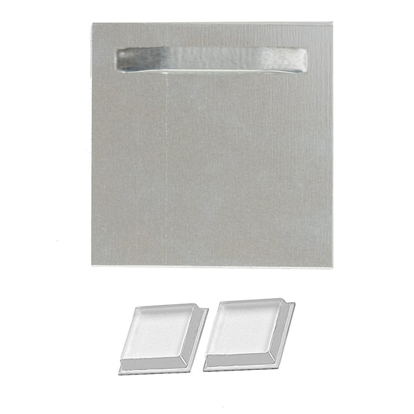 Metall-Schattenhalterung 70 mm x 70 mm und Kunststoffpuffer für Wandbleche