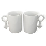 Sublimation Ceramic Mugs with Gender Sign Handles, Pair of 2
