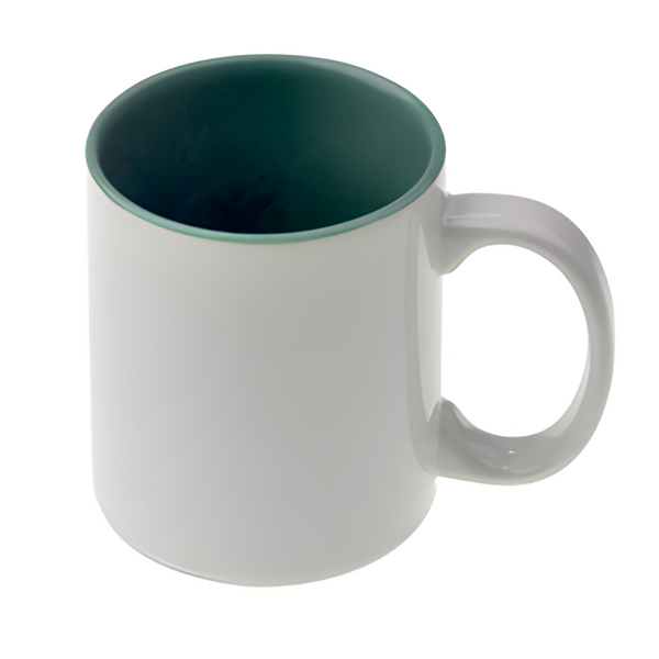 Mugs - 11oz - Two Tone Coloured Mugs - Dark Green