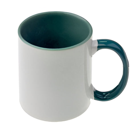 Mugs - 11oz - Inner and Handle Coloured - Dark Green