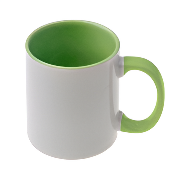 Mugs - 11oz - Inner and Handle Coloured - Light Green