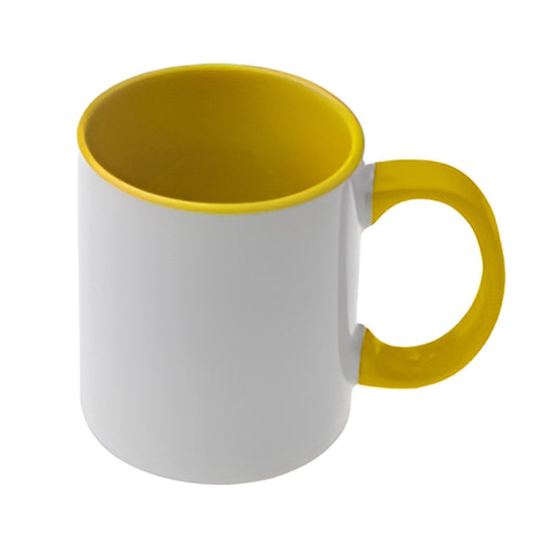 Mugs - 11oz - Inner and Handle Coloured - Yellow