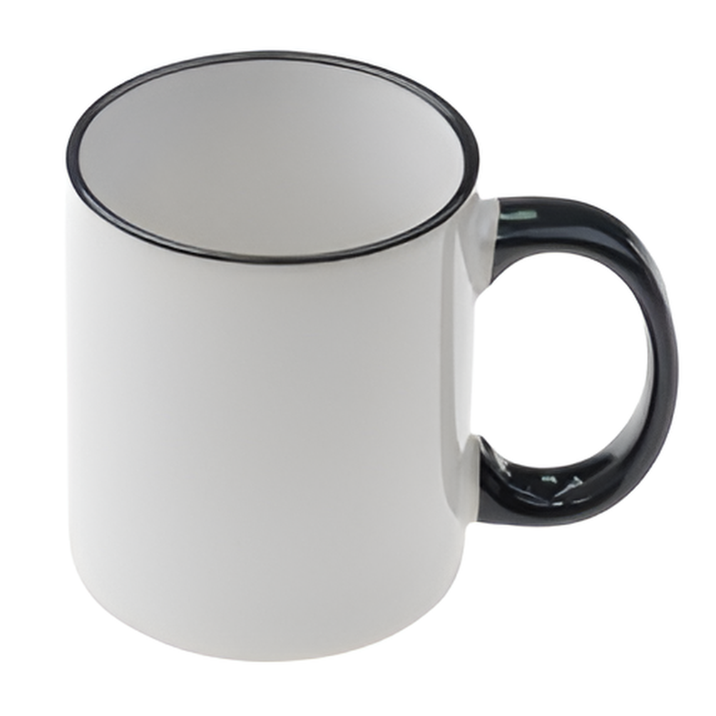 Mugs - 11oz - Rim and Handle Coloured - Black
