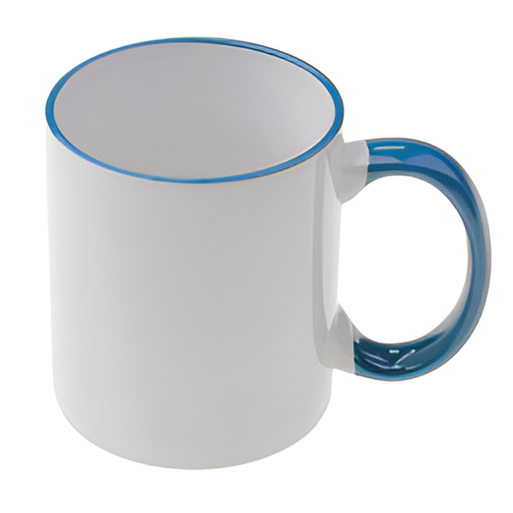 Mugs - 11oz - Rim and Handle Coloured - Light Blue