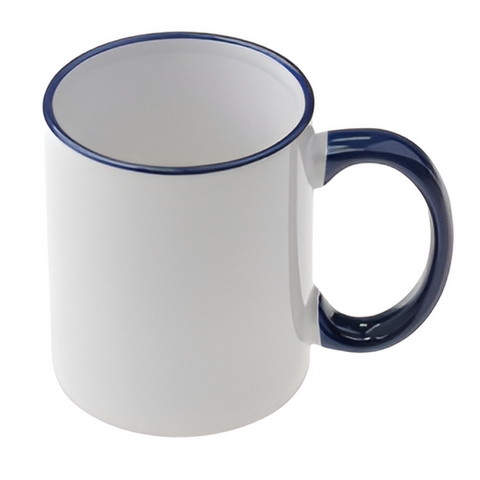 Mugs - 11oz - Rim and Handle Coloured - Dark Blue
