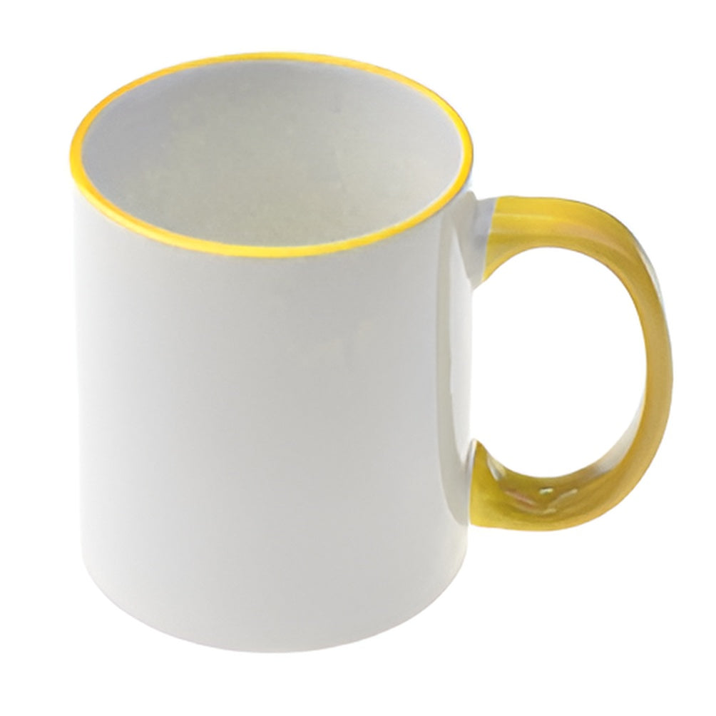 Mugs - 11oz - Rim and Handle Coloured - Yellow