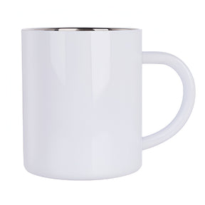 Mugs - Metal & Enamel Mugs - WHITE 300ml Steel Mug - Longforte Trading Ltd