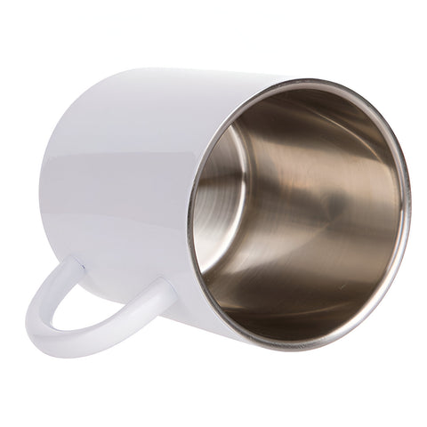 Mugs - Metal & Enamel Mugs - WHITE 300ml Steel Mug